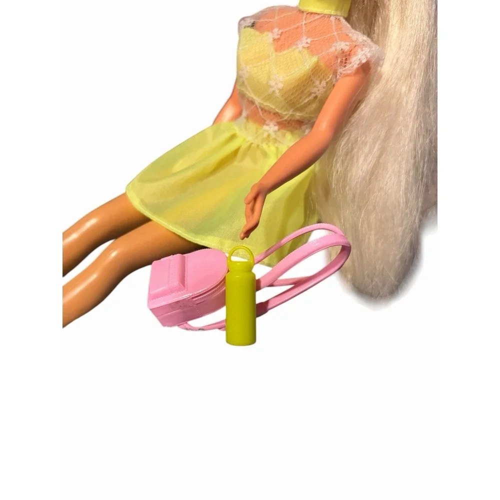 Vintage 90's Blonde Barbie Doll  With Purple Eyes  Neon Outfit With Accessories‎